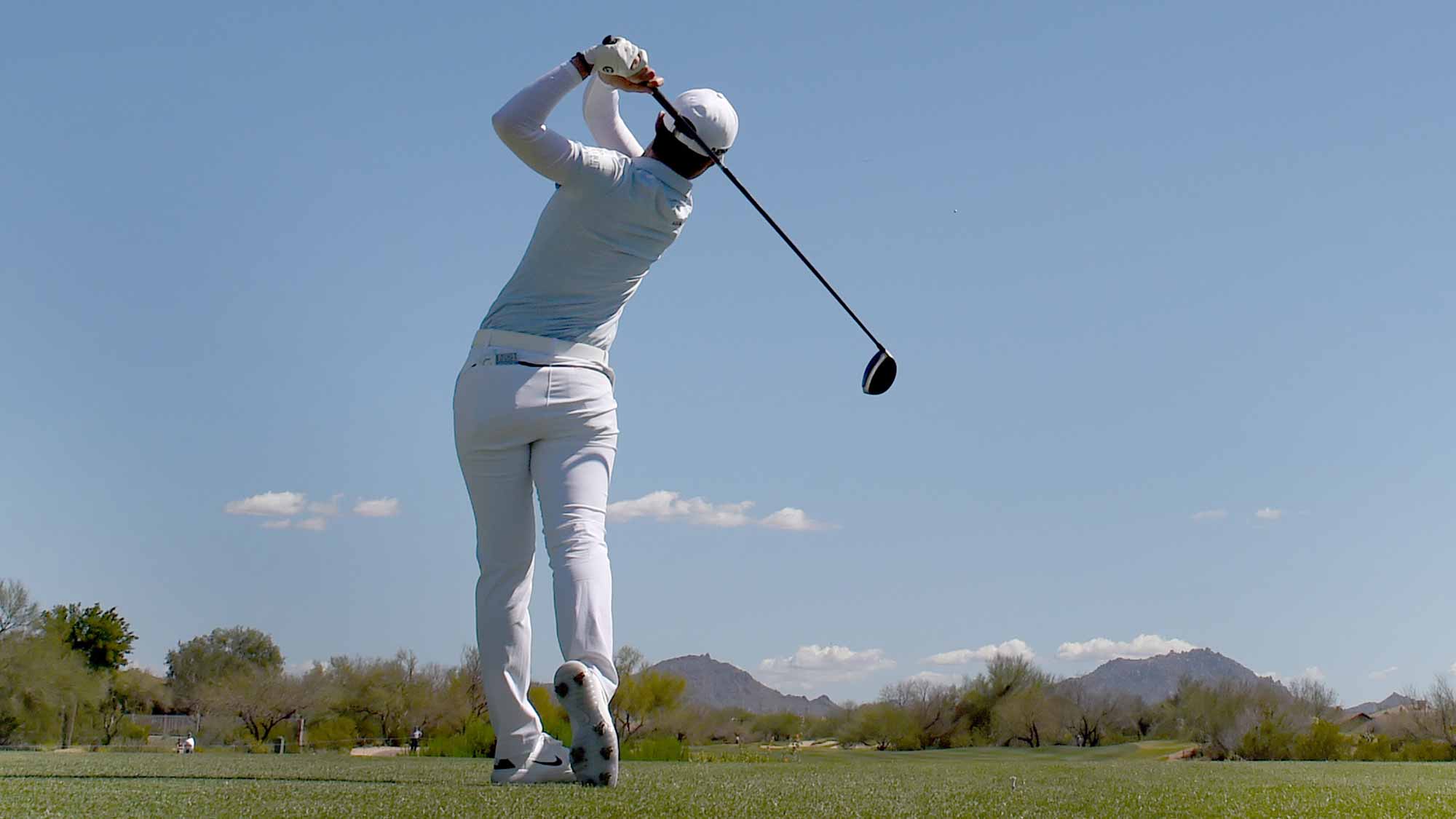 Sung Hyun Park of Korea hits her tee shot on the second hole during the second round of the Bank Of Hope Founders Cup at the Wildfire Golf Club on March 22, 2019 in Phoenix, Arizona