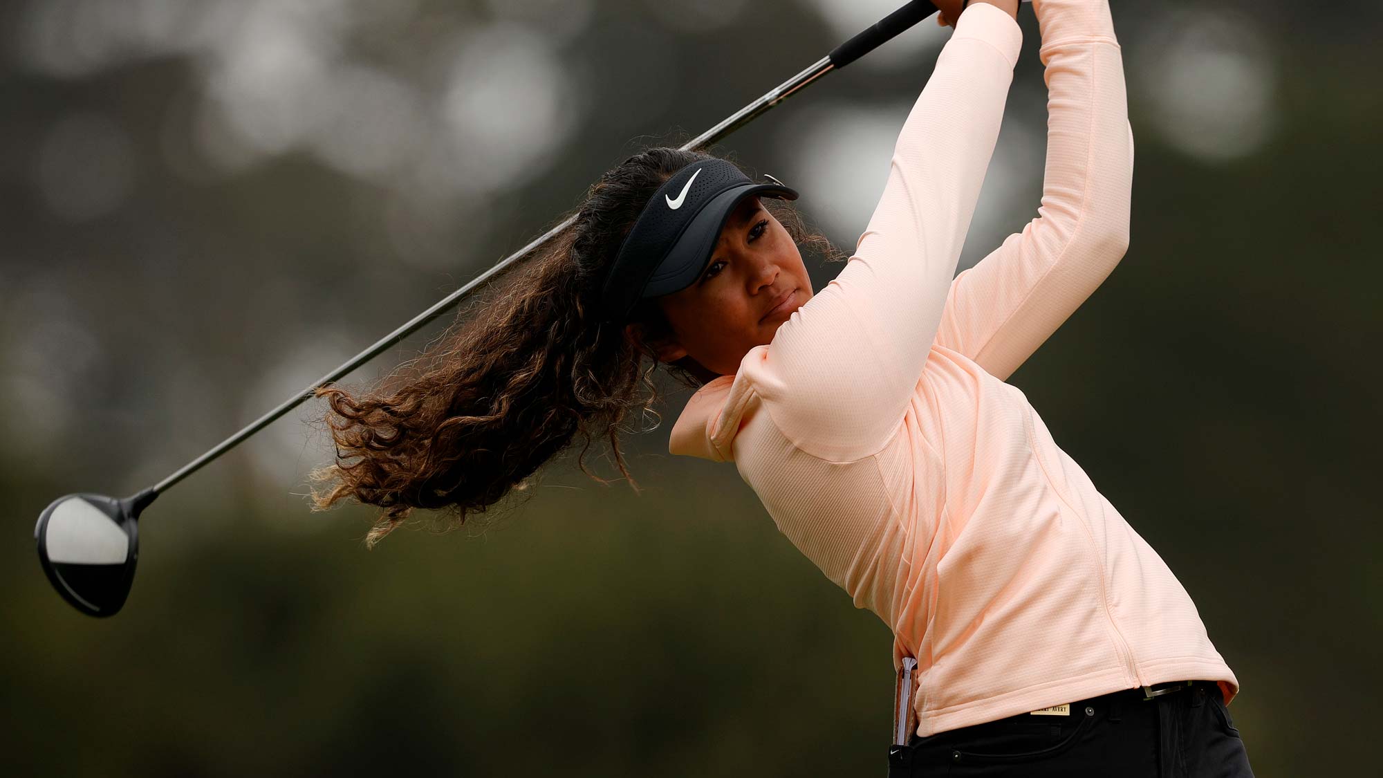 Amari Avery hits her tee shot on the 12th hole during the first round of the 76th U.S. Women's Open Championship